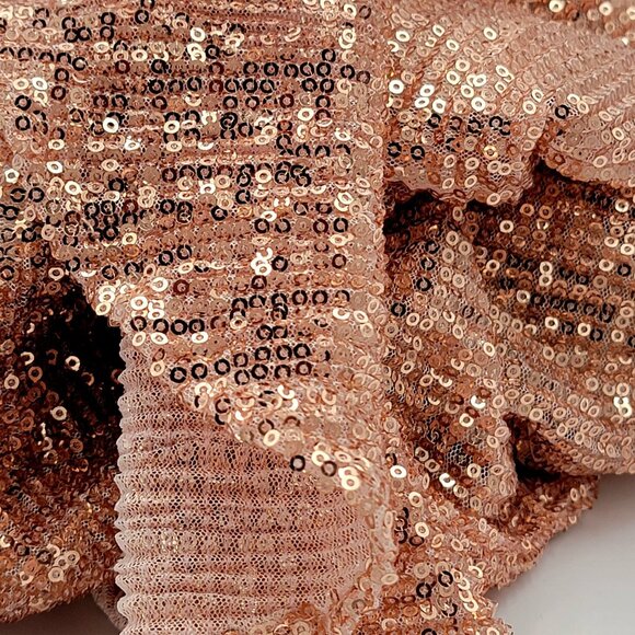 Girls Rose Gold Sequin Dress With Ruffle Detail & Short Sleeves Girls Size 10 - Picture 6 of 16